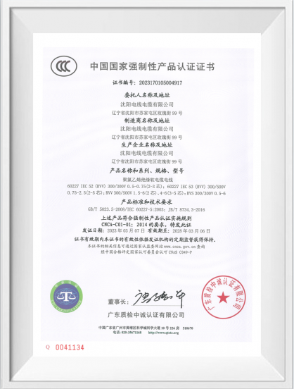 中国国家强制性产品认证证书【RVV】